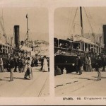 Отправление парохода из Ялты. Стереопара. Крым. 1910 год.